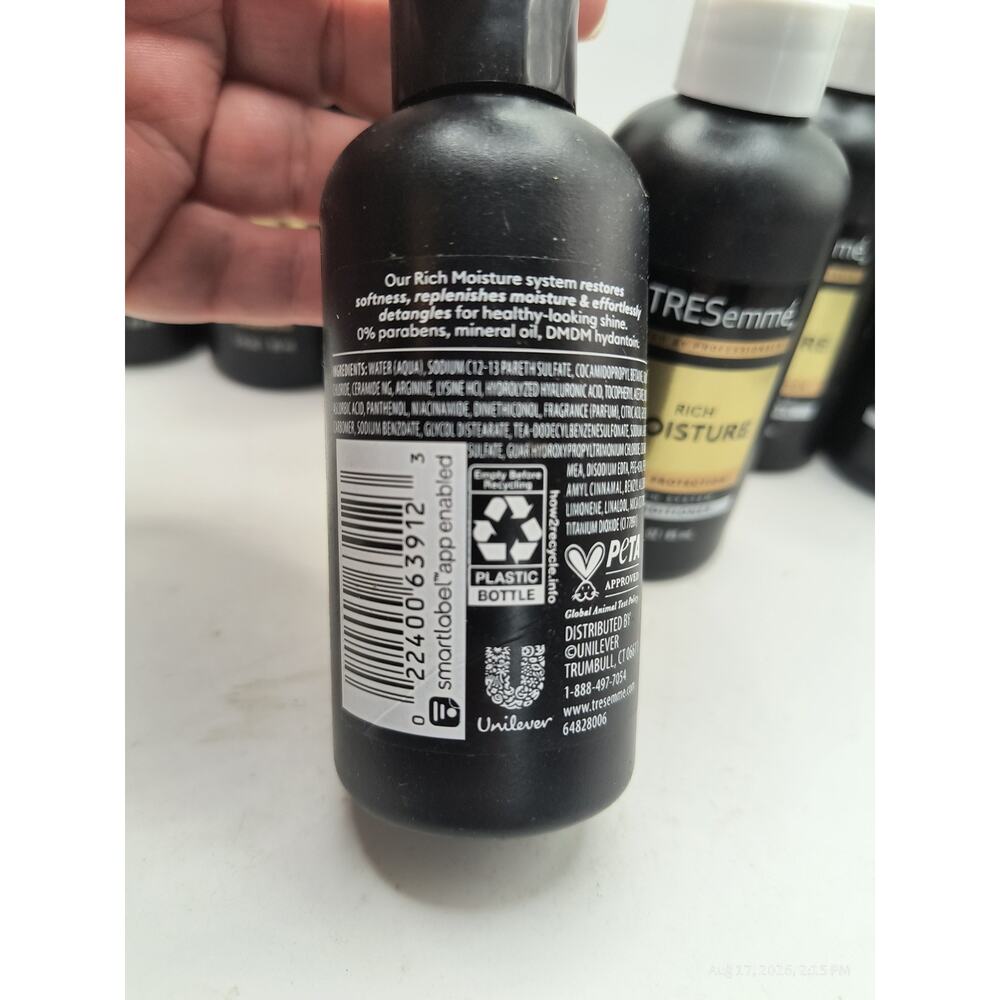6 TRESemme MOISTURE RICH Shampoo & Conditioner for Hair Travel Size Combo 3 oz - Picture 4 of 8
